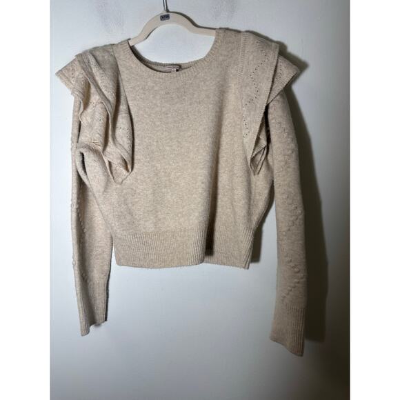 Skies are Blue Oatmeal Long Flutter Sleeve Sweater Sz L - Picture 1 of 2